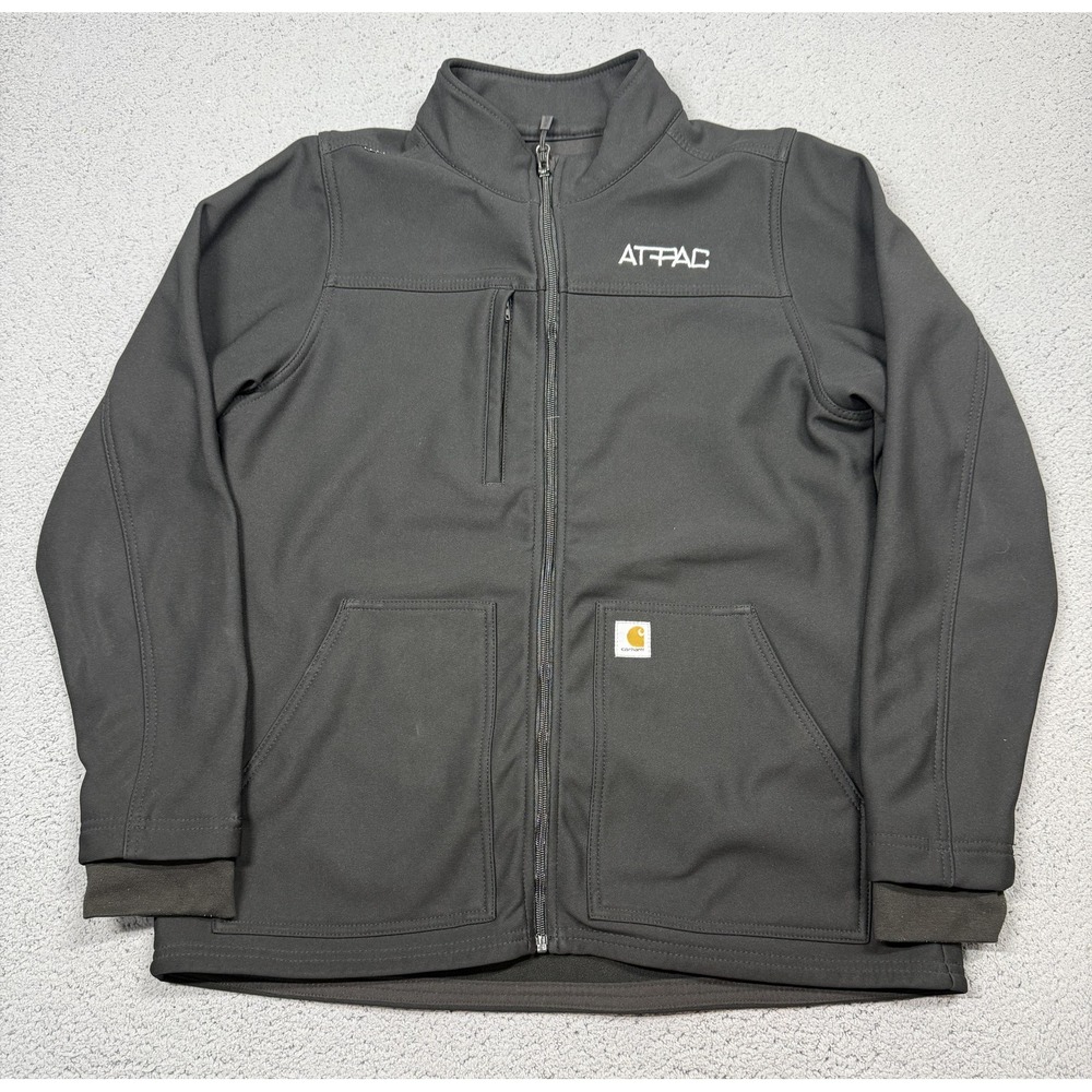 Carhartt Jacket Womens L Black Softshell Full Zip Fleece Lined Workwear AT-PAC